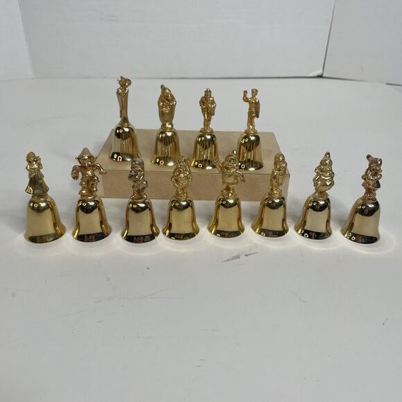 Disney Other - Vintage Snow White And The Seven Dwarves Gold Bells, Set Of 12, Reed & Barton